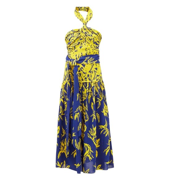 Proenza Schouler Women's Degrade Floral Halter Dress - Cobalt Mult Size M NEW - Picture 11 of 12